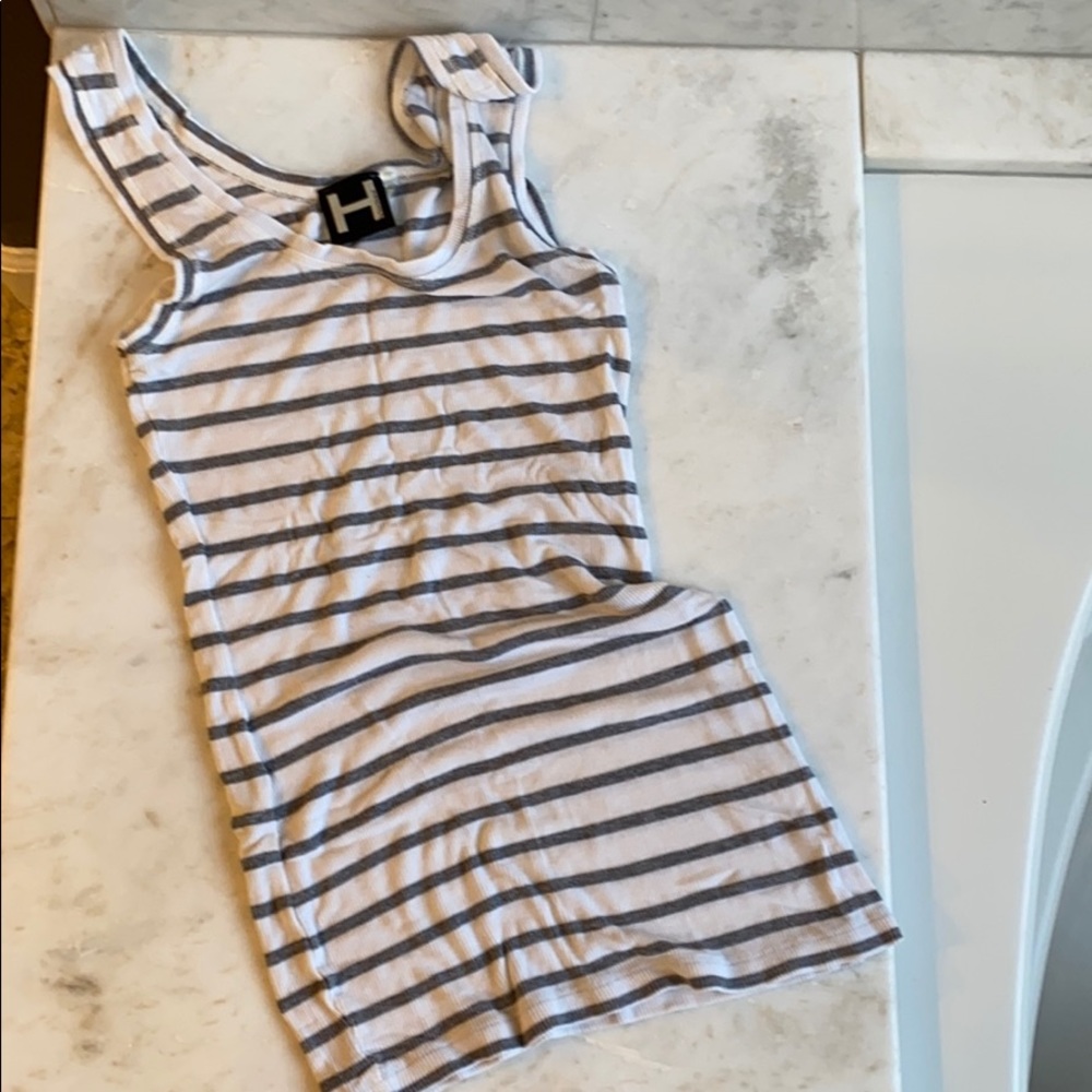 Ivory & Grey Striped slink tank
